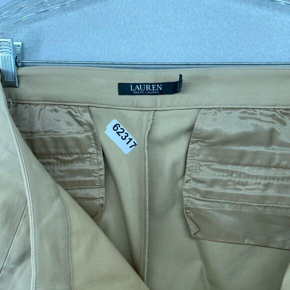LAUREN RALPH LAUREN Pants 18 Twill Sateen Tapered Ankle Trouser Cotton Beige - Picture 13 of 13